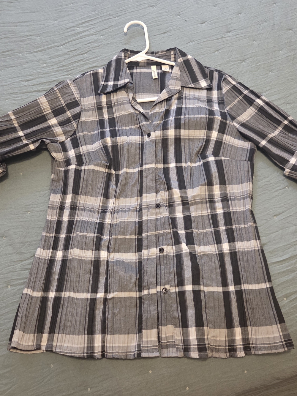 St. John's Bay Womens  Plaid Shirt - Gray & Black